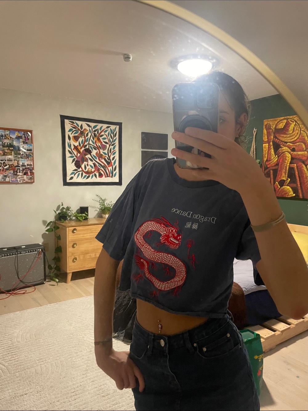 Dragon Print Cropped T-Shirt